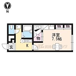 京都地下鉄東西線 山科駅 徒歩14分の賃貸アパート 1階1Kの間取り