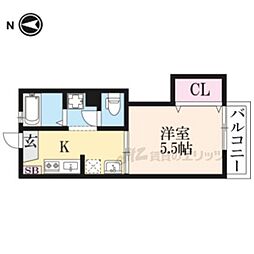 ＭｉＯ聖護院 2階1Kの間取り