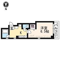 ベラジオ御所東 3階1Kの間取り