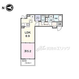 京阪本線 龍谷大前深草駅 徒歩7分の賃貸アパート 1階1LDKの間取り