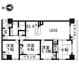 パデシオン四条壬生 2階4LDKの間取り