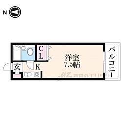 京阪本線 藤森駅 徒歩3分の賃貸アパート 2階1Kの間取り