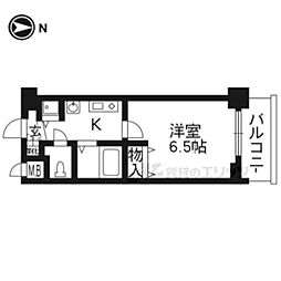 京都地下鉄東西線 三条京阪駅 徒歩3分の賃貸マンション 4階1Kの間取り