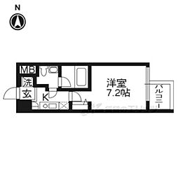 プレサンスNEO京都烏丸 1Kの間取図画像