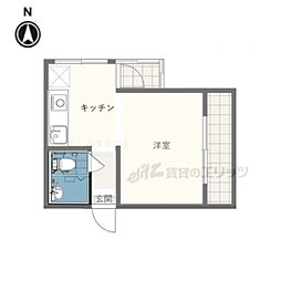 グランタック東山 1Kの間取図画像