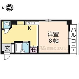 コーポライラック 1Kの間取図画像