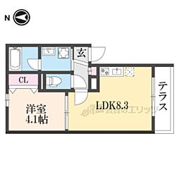 ALEGRIA京都南 1LDKの間取図画像
