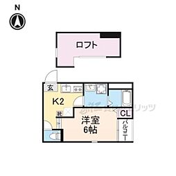 ハーモニーテラス深草東伊達町 1Kの間取図画像