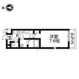 ハミングバード御陵 1Kの間取図画像