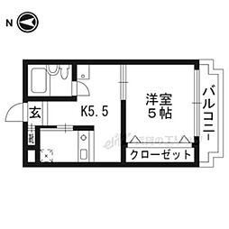 メゾン・ド・リビエール 1DKの間取図画像