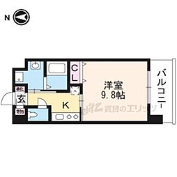 5S京都五条 1Kの間取図画像