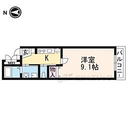2ndMebldg 1Kの間取図画像