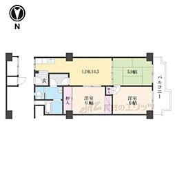 メガロコープ西陣1号棟 3LDKの間取図画像
