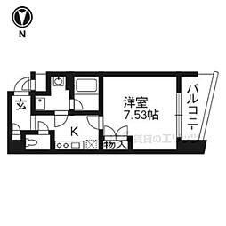 HF烏丸鞍馬口レジデンス 1Kの間取図画像
