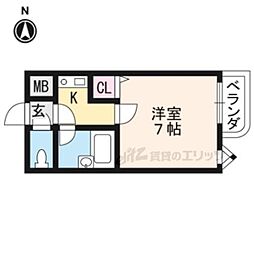ショーミエール安朱 1Kの間取図画像