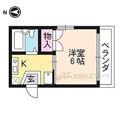 プレジール北山 1Kの間取図画像
