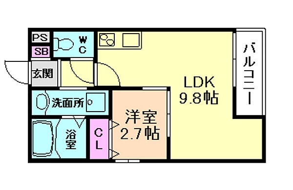 大阪府大阪市西淀川区野里2丁目(賃貸アパート1LDK・3階・30.01㎡)の写真 その2