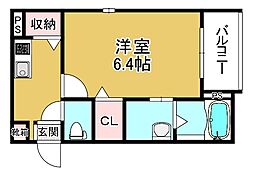 おおさか東線 城北公園通駅 徒歩10分の賃貸アパート 2階1Kの間取り