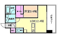 ベネチア天満橋 1LDKの間取図画像