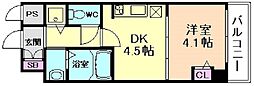 尼崎市七松町1丁目マンション 1DKの間取図画像