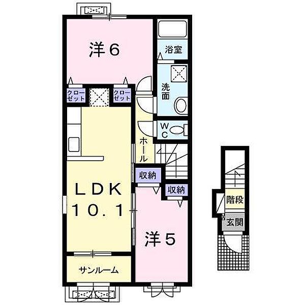 アンジェリケ ｜新潟県新潟市西区山田(賃貸アパート2LDK・2階・56.42㎡)の写真 その2