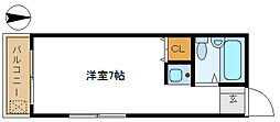 竹の塚ハイム ワンルームの間取図画像