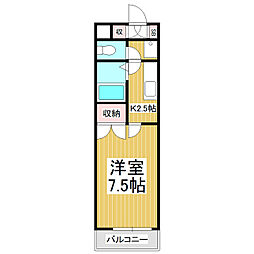 パークハイツ島内 1Kの間取図画像