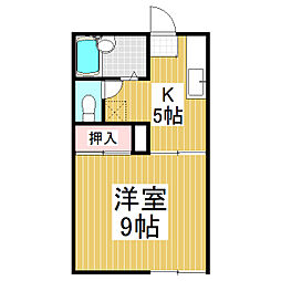 サンパレス安曇野　A 1階1Kの間取り