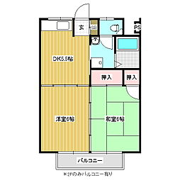 ハイツ有賀 2DKの間取図画像