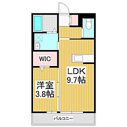クロシェットF3 1LDKの間取図画像