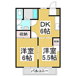ソレーユソシアA 2DKの間取図画像