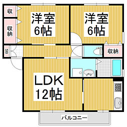 シャン・ド・フルールB 2LDKの間取図画像