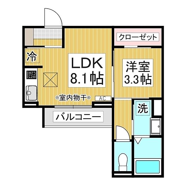 長野県長野市大字栗田(賃貸アパート1LDK・1階・30.86㎡)の写真 その2