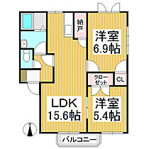 ベルメゾン裾花　SW棟  ｜ 長野県長野市大字安茂里伊勢宮2丁目（賃貸アパート2LDK・2階・62.07㎡） その2