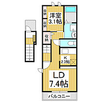 長野県長野市中御所2丁目（賃貸アパート1LDK・2階・40.09㎡） その2