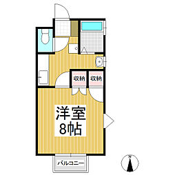 リバティー平林 2階1Kの間取り