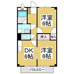 ストーク稲葉Ａ 1階2DKの間取り