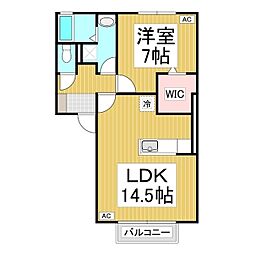 フレマリール若宮　Ｃ棟 2階1LDKの間取り
