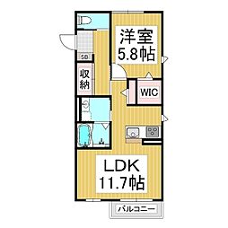 コンフォーティア稲田 1LDKの間取図画像