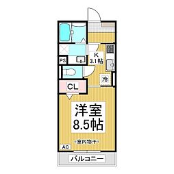 レジデンス令和 1Kの間取図画像