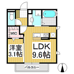 スクエアパレット 1LDKの間取図画像