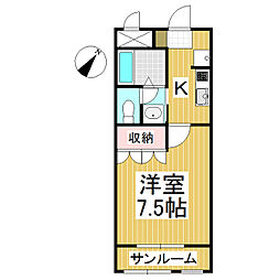 パーソナル桑の花 1Kの間取図画像
