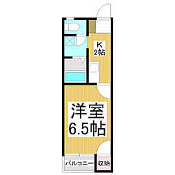 妻科ハイツ 1Kの間取図画像
