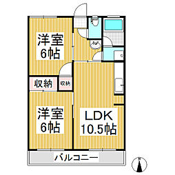 おねやま団地悠久台 2LDKの間取図画像