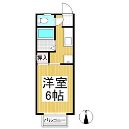 サンライズハイツ平林 1Kの間取図画像