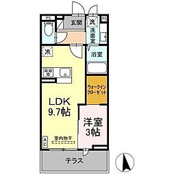 グリシーナ 1LDKの間取図画像