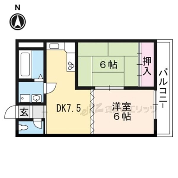 滋賀県大津市中庄2丁目(賃貸マンション2DK・1階・37.00㎡)の写真 その2