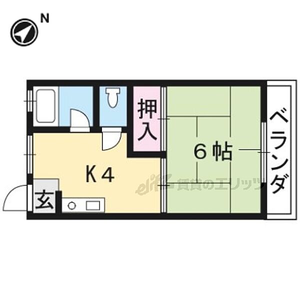 上田マンション 6｜滋賀県草津市平井3丁目(賃貸アパート1DK・1階・20.15㎡)の写真 その2