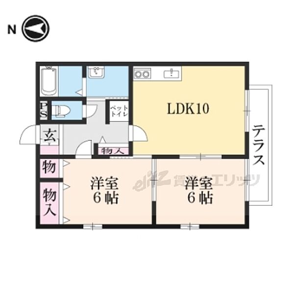 滋賀県東近江市中小路(賃貸アパート2LDK・1階・53.35㎡)の写真 その2