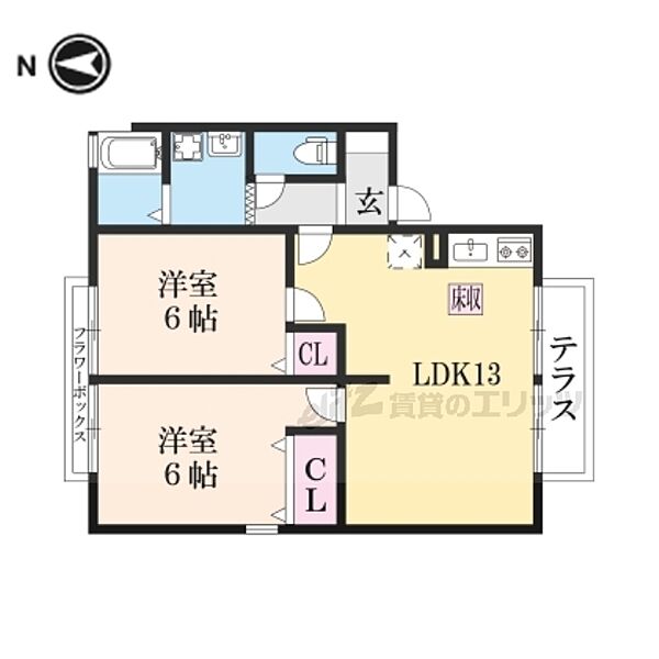 滋賀県米原市下多良一丁目(賃貸アパート2LDK・1階・53.74㎡)の写真 その2